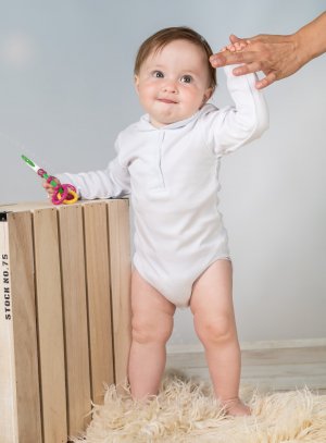 Body bébé fille imprimé à manches longues et col rond avec bouton
