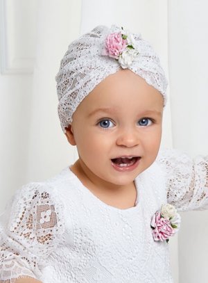 Bandeau bébé fille fleur blanche