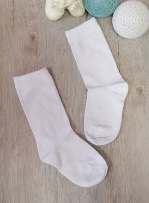 Chaussettes hautes cérémonie bébé coton chaud blanc cassé - Fil de