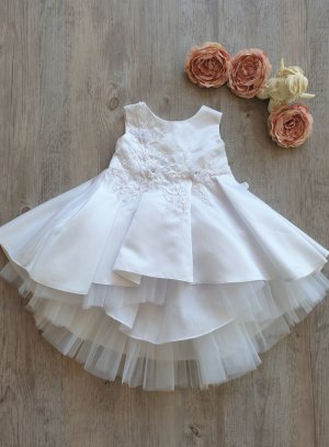 Robe De Bapteme Blanche Bebe En Satin Avec Traine