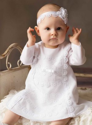 Carolilly Robe Baptême Bébé Fille en Dentelle Costume Cérémonie de