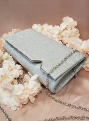 pochette de soirée, sac habillé gris argent