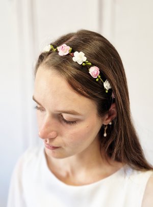 Bandeau fleuri avec élastique pour coiffure de cérémonie