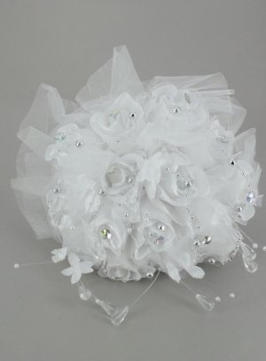 Bouquet De Mariée Fleurs Tissu Et Strass