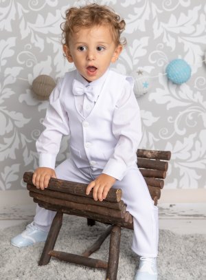Costume baptême blanc pour petit garçon - Personnalisable