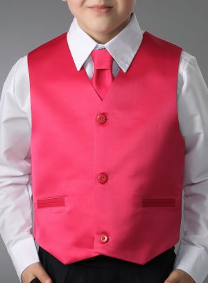 gilet cravate veston mariage enfant rose fushia