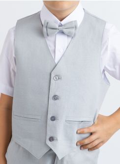 Gilet enfant en lin gris pour cérémonie mariage gris 2 ans