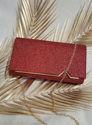 Pochette de soirée femme paillettes rouge