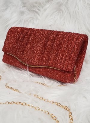 Pochette de soirée femme avec paillette rouge