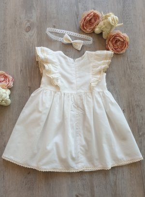 SOLDES - Robe cérémonie bébé fille coton avec bandeau