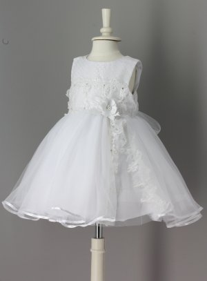 Robe de baptême bébé princesse fille Alicia dentelle et strass