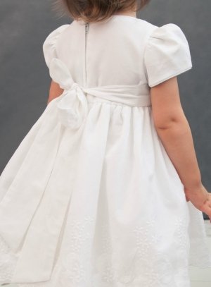 SOLDES - Robe de baptême fille bébé coton blanche f0026