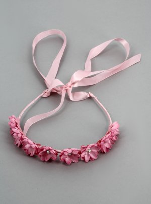 Bandeau à fleurs pour bébé fille, ruban rose, serre-tête fait à la