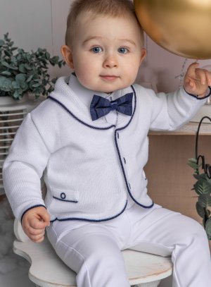 Tenue de cérémonie bébé garçon blanche et bleu marine